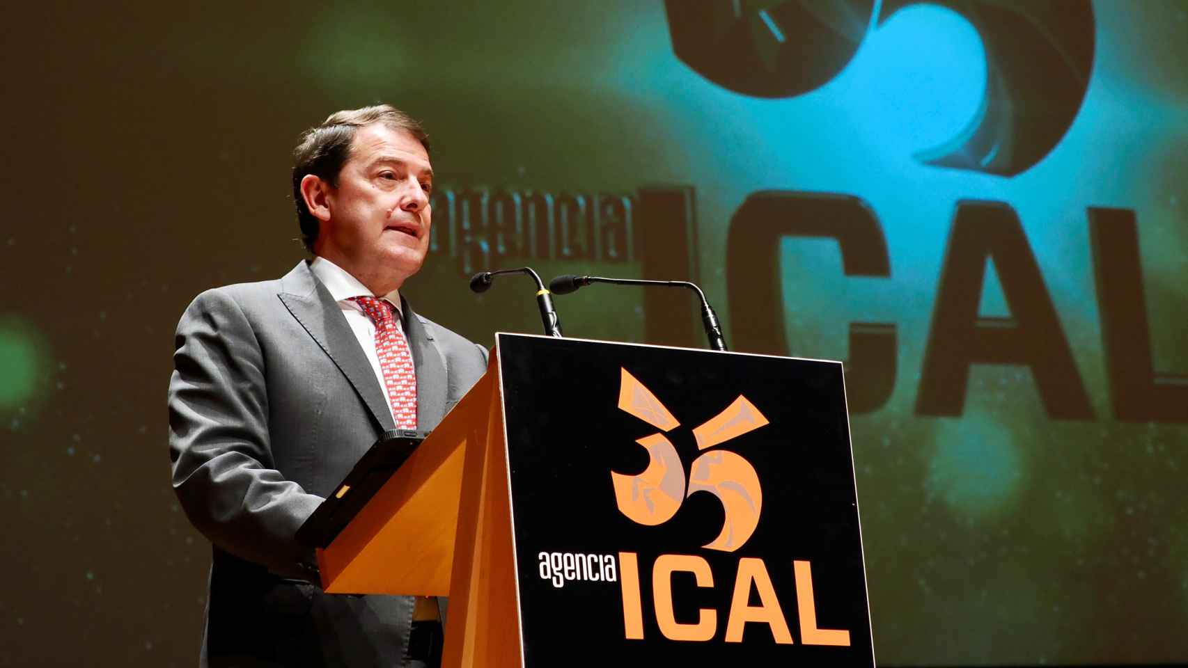 El presidente de la Junta, Alfonso Fernández Mañueco, durante la celebración del XXXV aniversario de la Agencia Ical