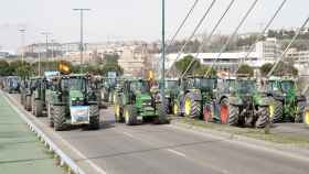 Los tractores en una manifestación en Valladolid