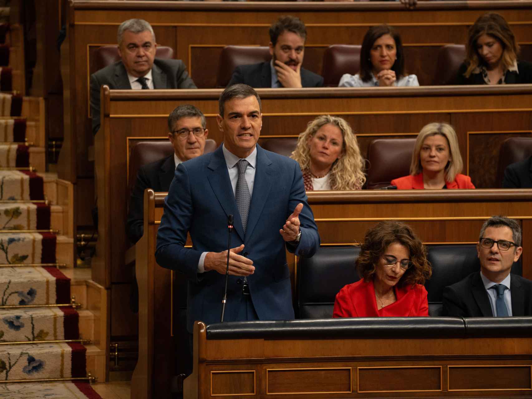 El presidente del Gobierno, Pedro Sánchez, este miércoles durante la sesión de control al Ejecutivo.