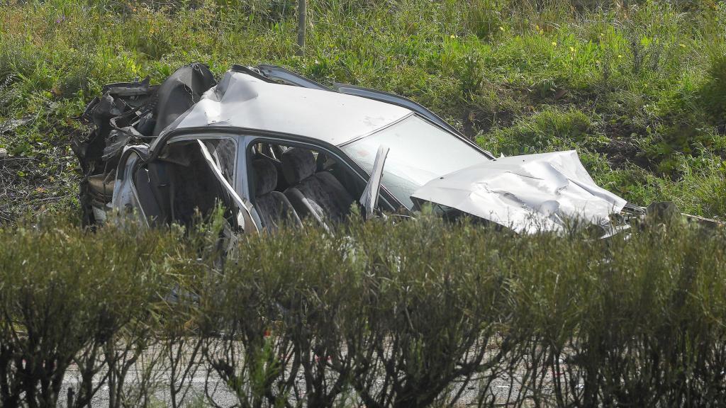 Estado en el que quedó uno de los coches tras el accidente.