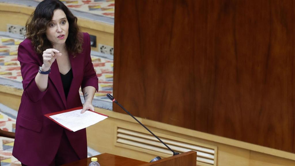 La presidenta de la Comunidad de Madrid, Isabel Díaz Ayuso, este jueves en la Asamblea.