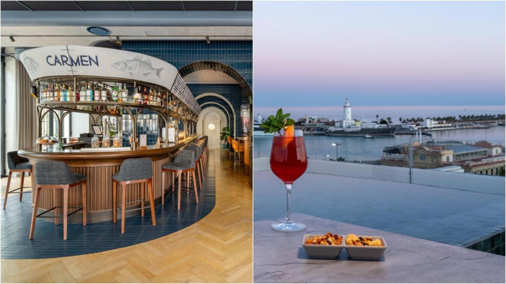 A la izquierda, el interior del restaurante Carmen, y a la derecha, las vistas al exterior.