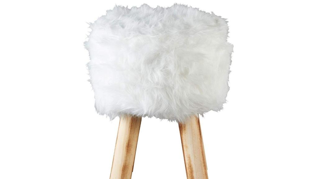 Taburete de piel sintética blanco.