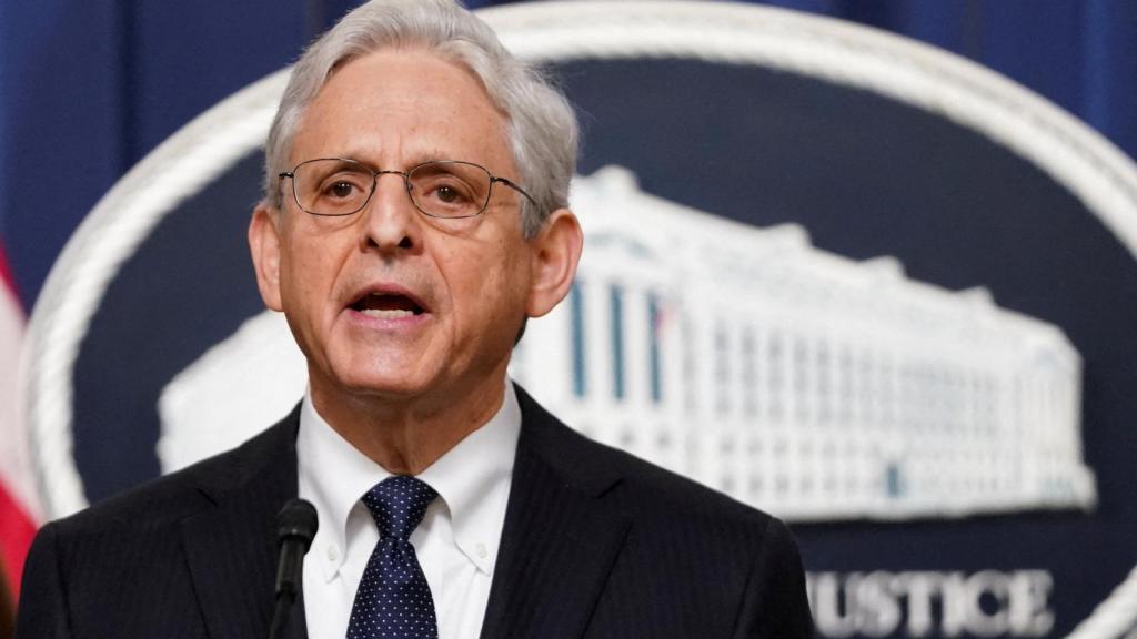 Merrick Garland, fiscal general de EEUU, en la rueda de prensa de presentación de la demanda contra Apple.