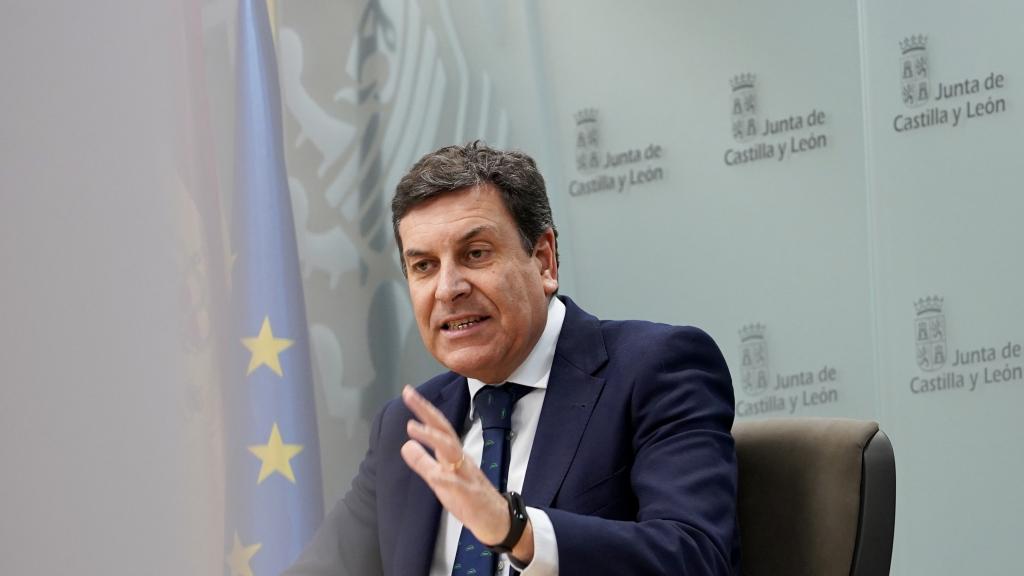 El portavoz de la Junta, Carlos Fernández Carriedo, durante la rueda de prensa posterior al Consejo de Gobierno, este jueves.