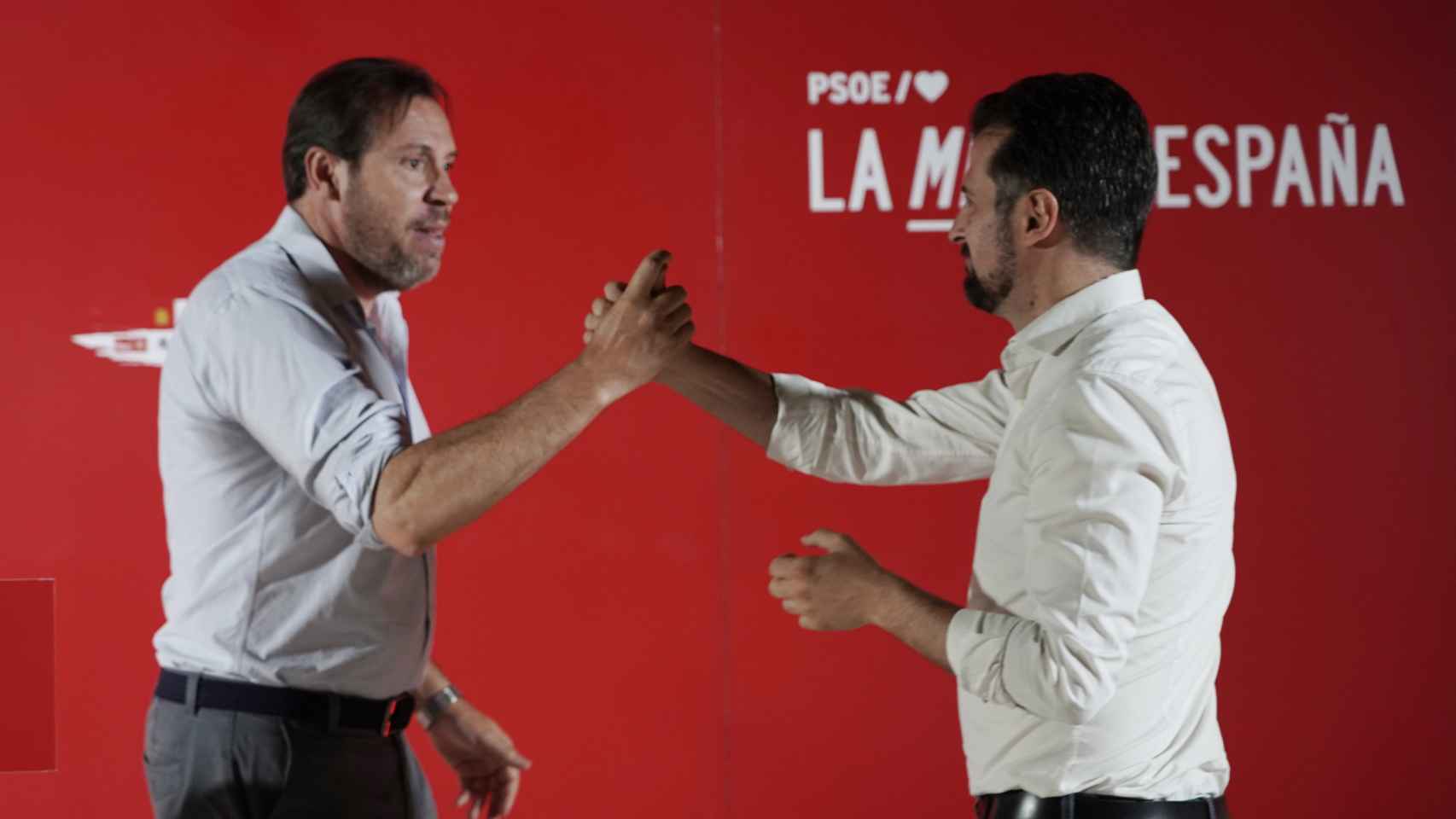 El ministro de Transportes, Óscar Puente, y el secretario general del PSOE en CyL, Luis Tudanca