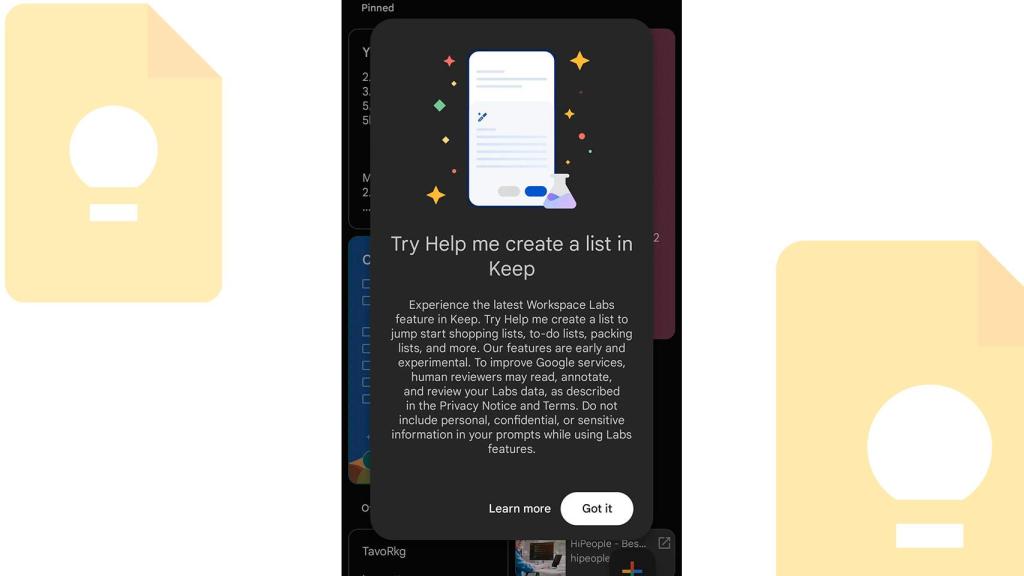 Imagen de la nueva función de Google Keep