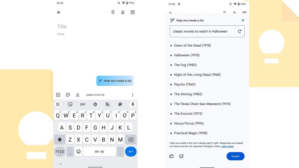 Crea listas rápidas con la IA de Google Keep