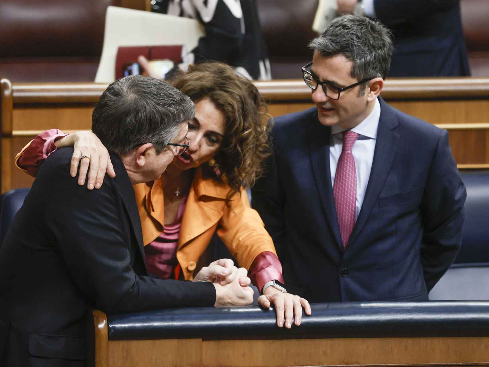 María Jesús Montero, Félix Bolaños y Patxi López en el Congreso.