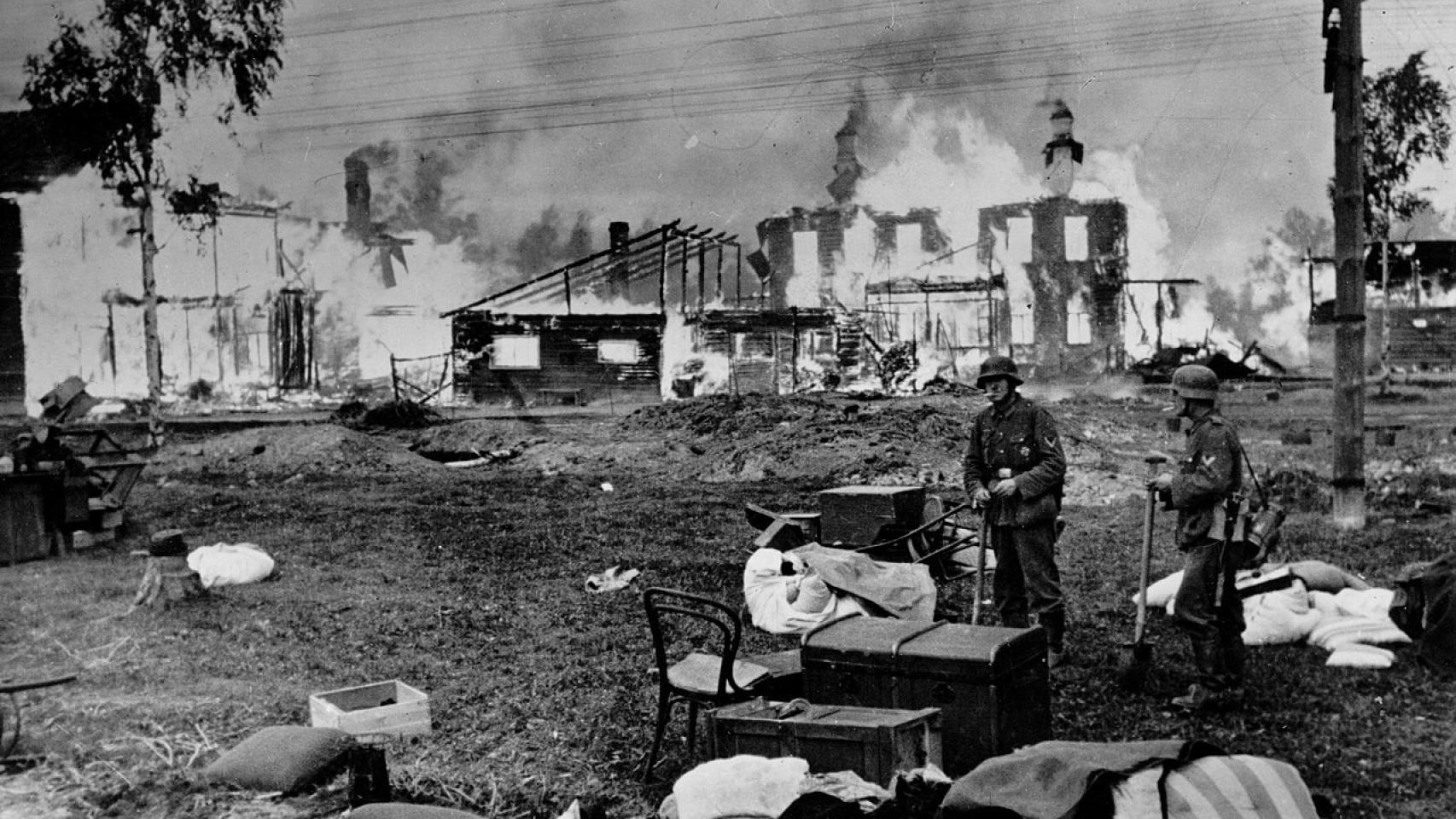 Soldados alemanes en los arrabales de Leningrado. 1941