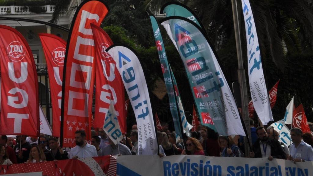 Manifestación del sector financiero convocada por los sindicatos CCOO, FINE y UGT.