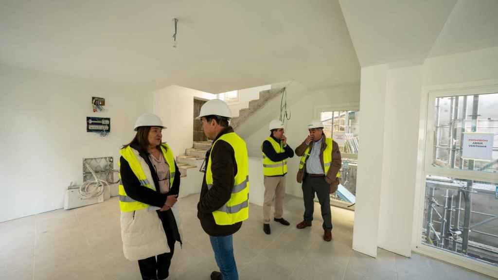 Trabajos de rehabilitación de un edificio del Casco Vello de Vigo.