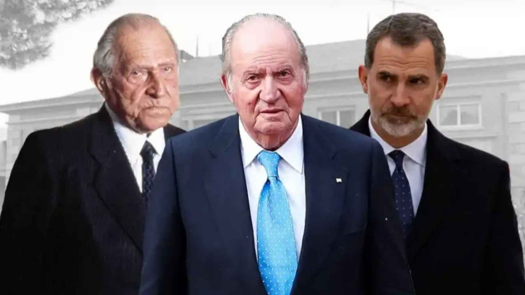Tres generaciones de la Casa Borbón: don Juan, Juan Carlos, y Felipe