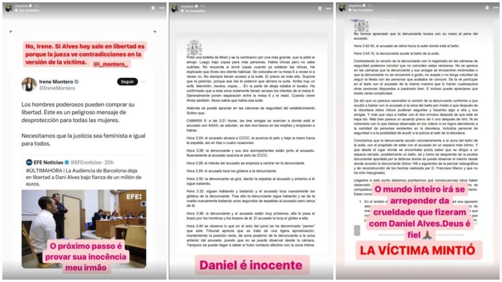 Los mensajes de Ney Alves contra Irene Montero