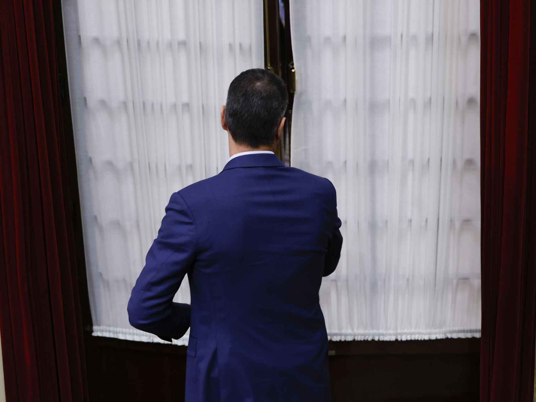 Pedro Sánchez, a su salida del hemiciclo del Congreso de los Diputados.