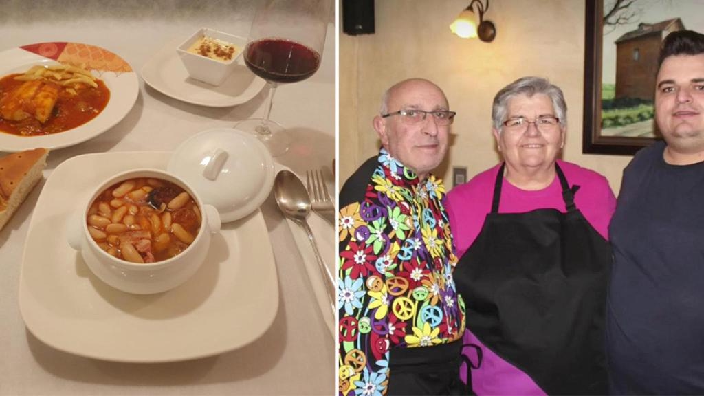 Imagen del menú y los dueños del local