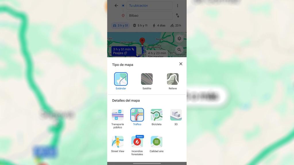 Imagen del detalle de mapa a usar para los radares en Google Maps