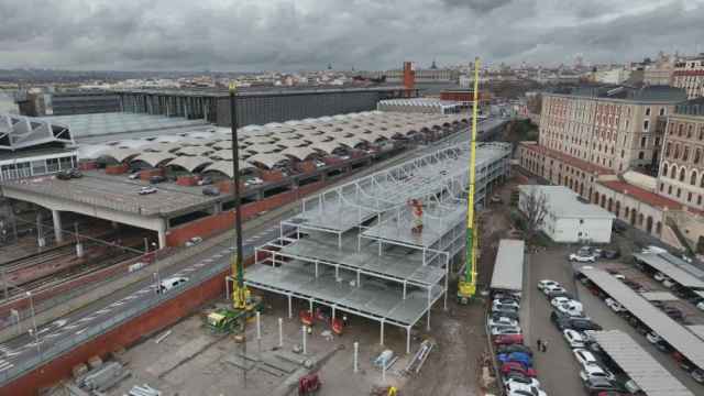 Obras de construcción del parking P en la estación de Atocha.