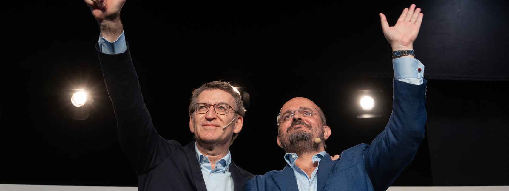 El líder del PP, Alberto Núñez Feijóo, y Alejandro Fernández, dirigente del partido en Cataluña.