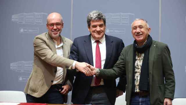De izquierda a derecha: Unai Sordo, José Luis Escrivá y Pepe Álvarez