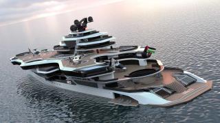 UAE One, el impresionante megayate de lujo inspirado en los portaaviones: tres helicópteros y un submarino