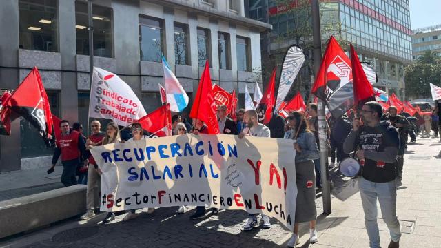 Manifestación del sector banca en A Coruña