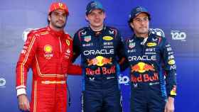Carlos Sainz, Max Verstappen y Checo Pérez, tras la clasificación del GP de Australia 2024