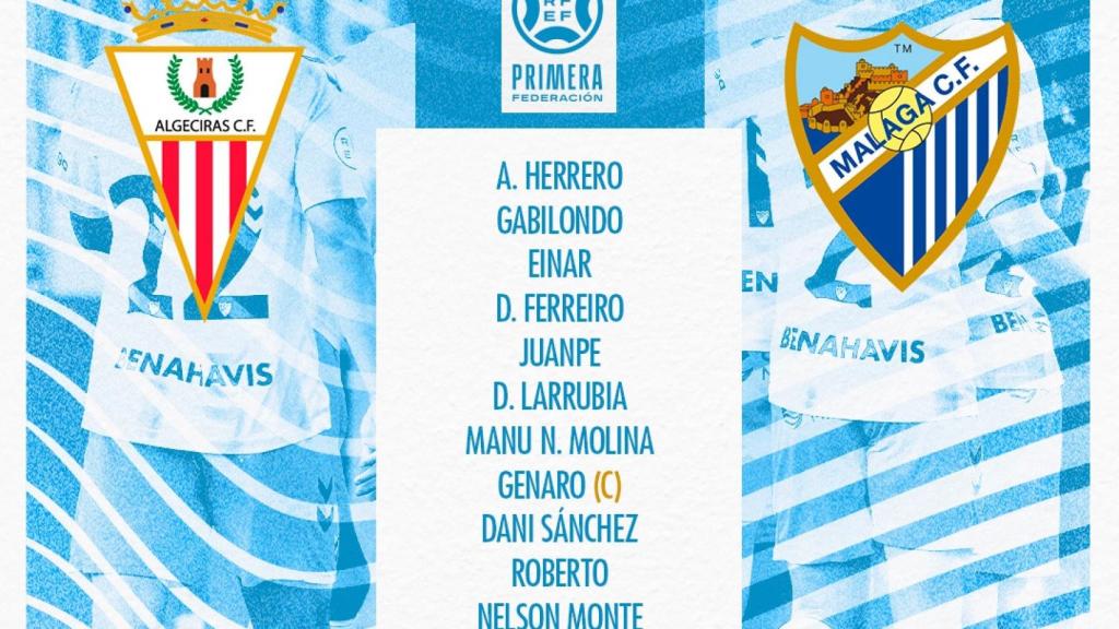 Las alineaciones del Algeciras CF vs. Málaga CF:  Juanpe se cuela en el once