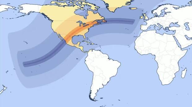 Parte del mundo donde se verá el eclipse (imagen: Vandal)