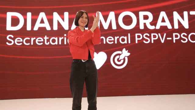 Diana Morant tras ser proclama líder del PSPV este sábado en Benicàssim. EE