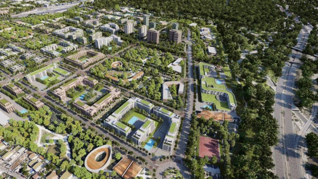 Recreación de una parte del futuro barrio de Los Cerros.