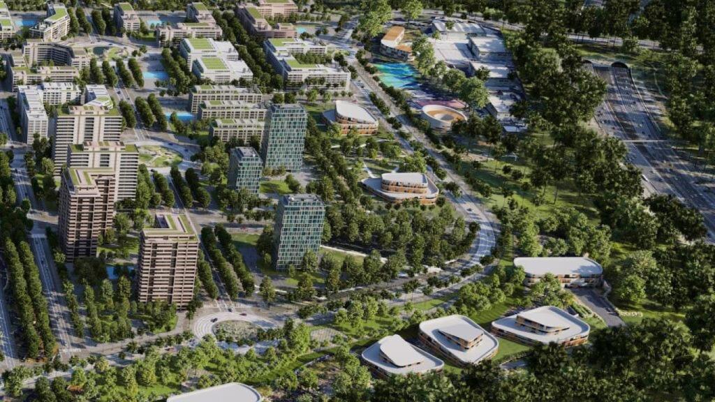 Recreación del futuro barrio de Los Cerros.