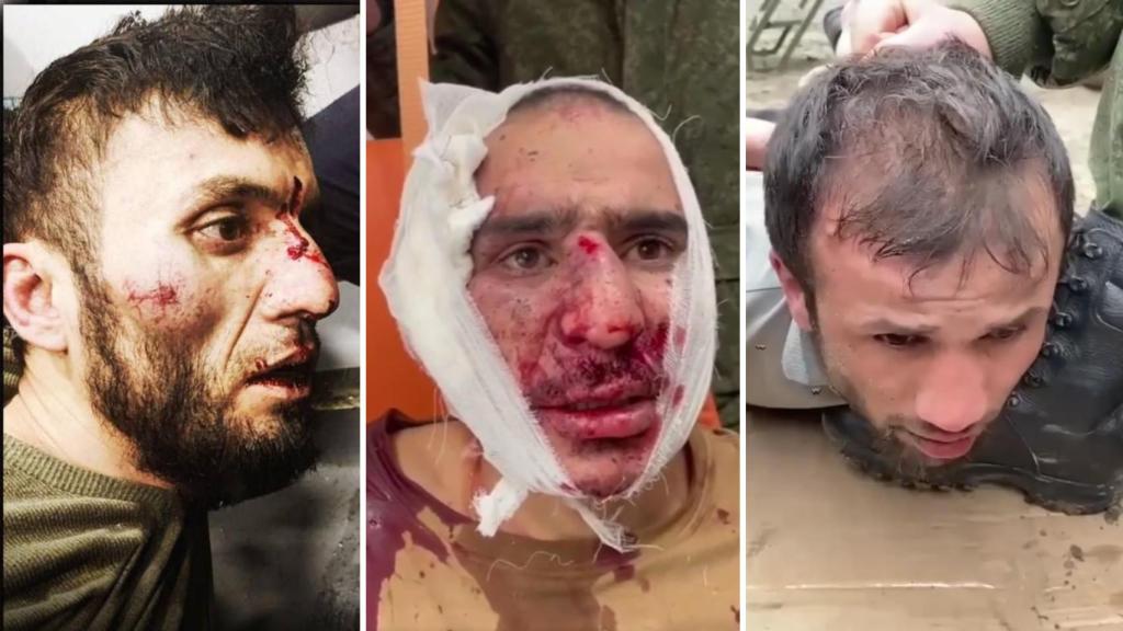 Tres de los presuntos terroristas, tras ser capturados por las fuerzas de seguridad rusas