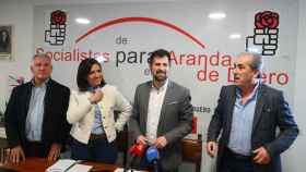 Presentación de las enmiendas del PSOE a los presupuestos de la Junta referidas a la comarca  de la Ribera del Duero de Burgos por parte de Luis Tudanca, Esther Peña, Luis Briones , e Ildefonso Sanz, este lunes.