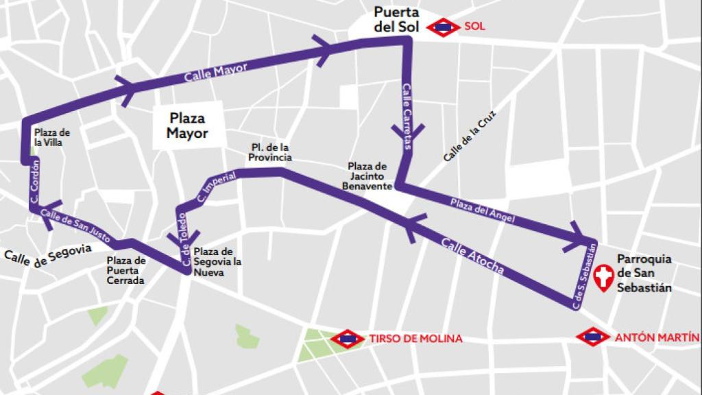 Itinerario de la procesión del Divino Cautivo.