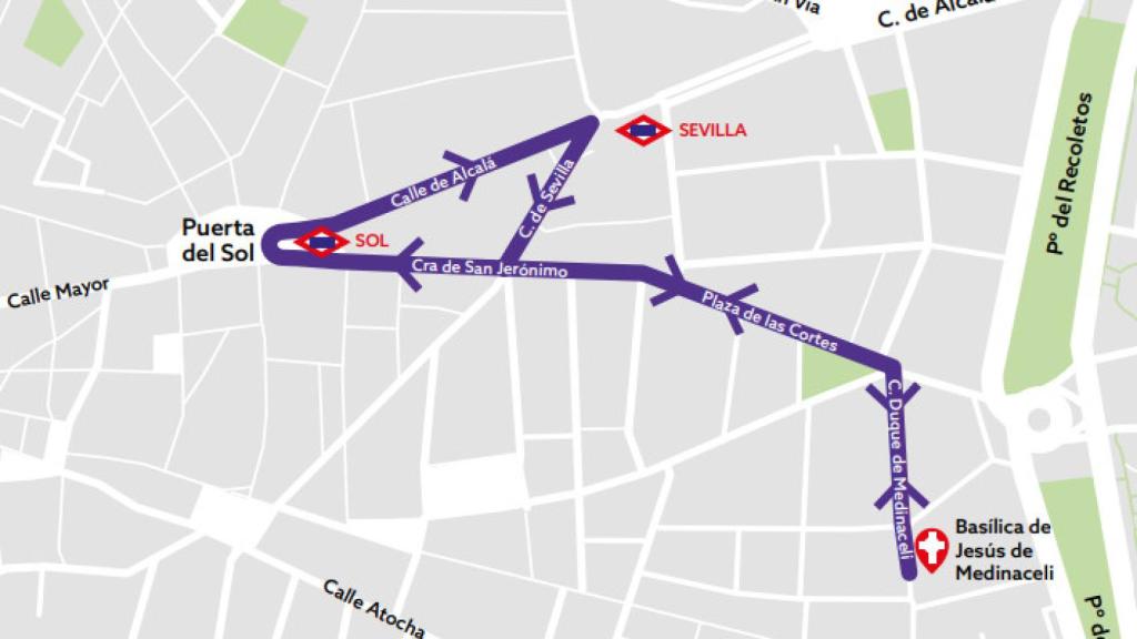 Itinerario de la procesión de Jesús Nazareno de Medinaceli.