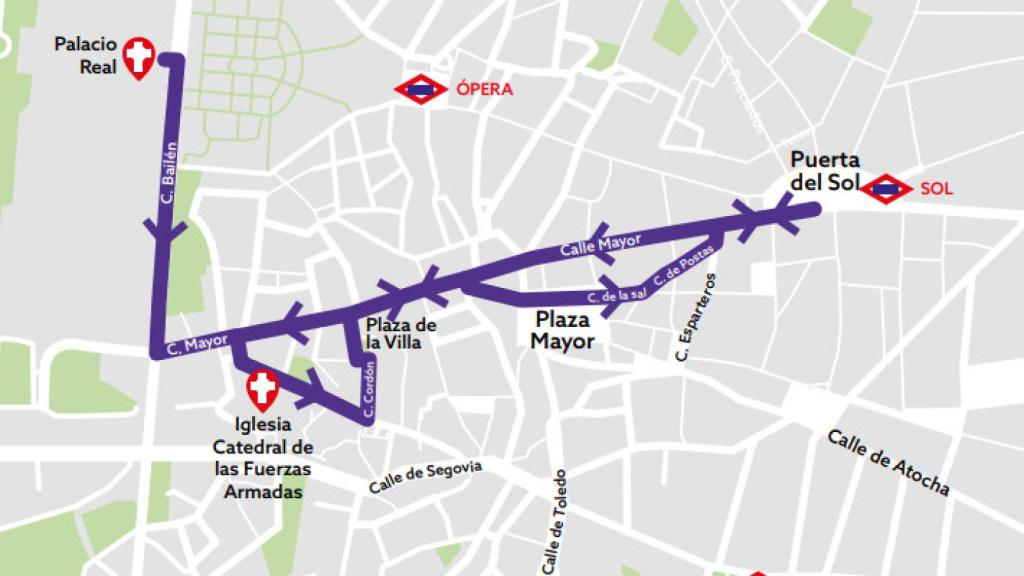 Itinerario de la procesión del Cristo de los Alabarderos.