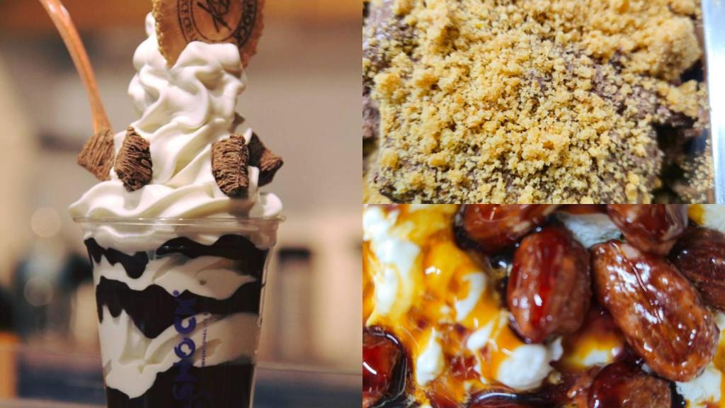 Aceitadas con chocolate y nata con almendras garrapiñadas