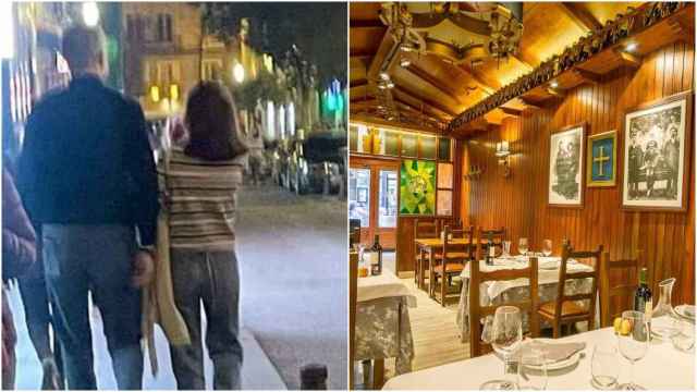 A la izquierda, los reyes Felipe VI y Letizia en Madrid y, a la derecha, el interior del restaurante en el que cenaron.