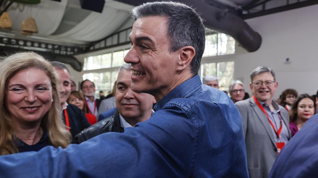 El presidente del Gobierno, Pedro Sánchez, este domingo en un acto de partido en Benicàssim.
