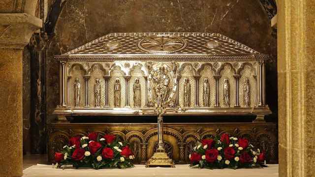 Relicario de plata con los restos de Santiago Apóstol en la catedral de Santiago de Compostela