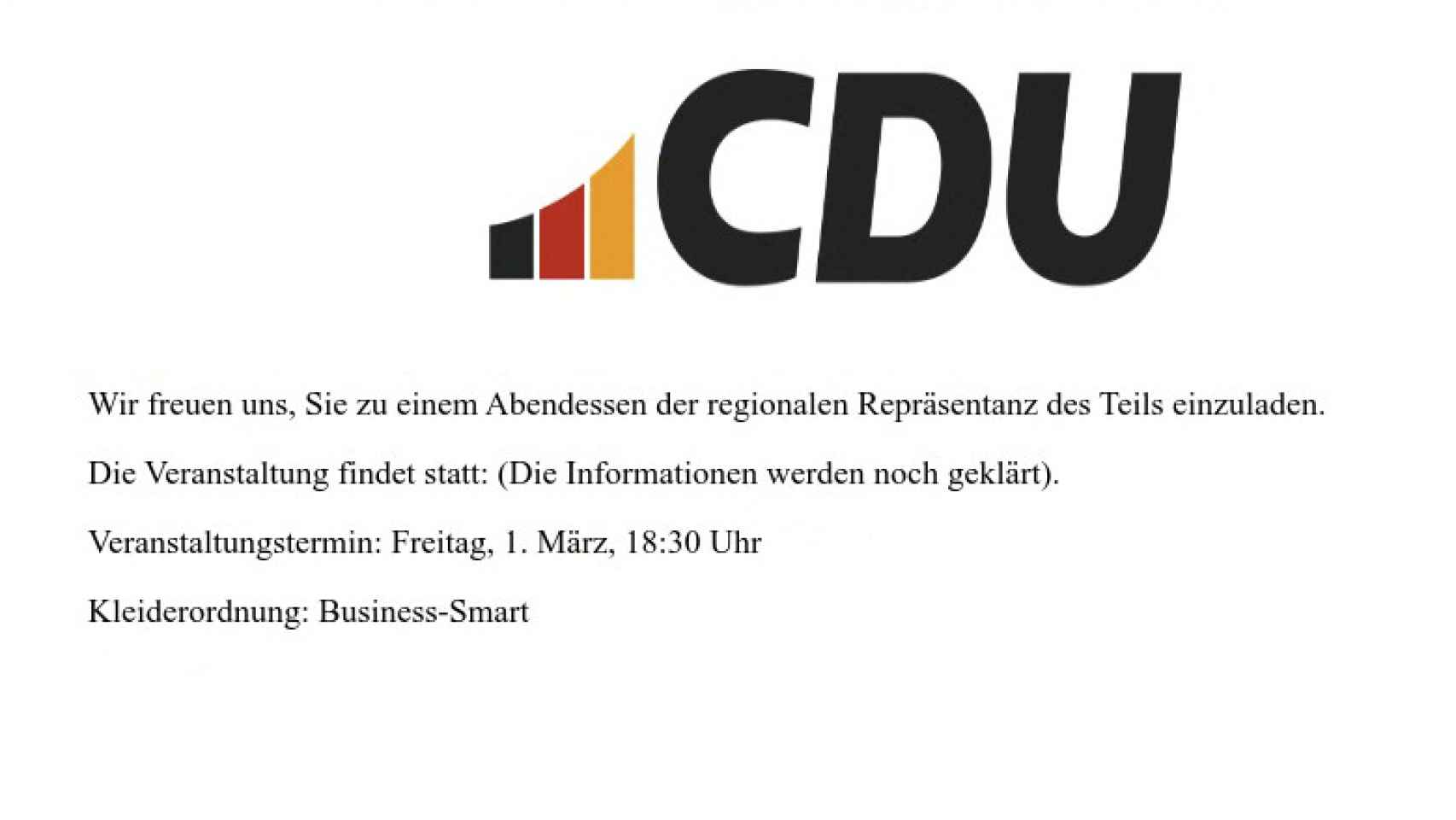Captura de correo phishing contra partido aleman CDU