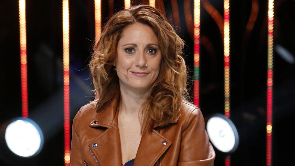 Elia Isabel en el plató de 'Supervivientes', en Mediaset, en marzo de 2018, durante la participación de su madre, Mayte.