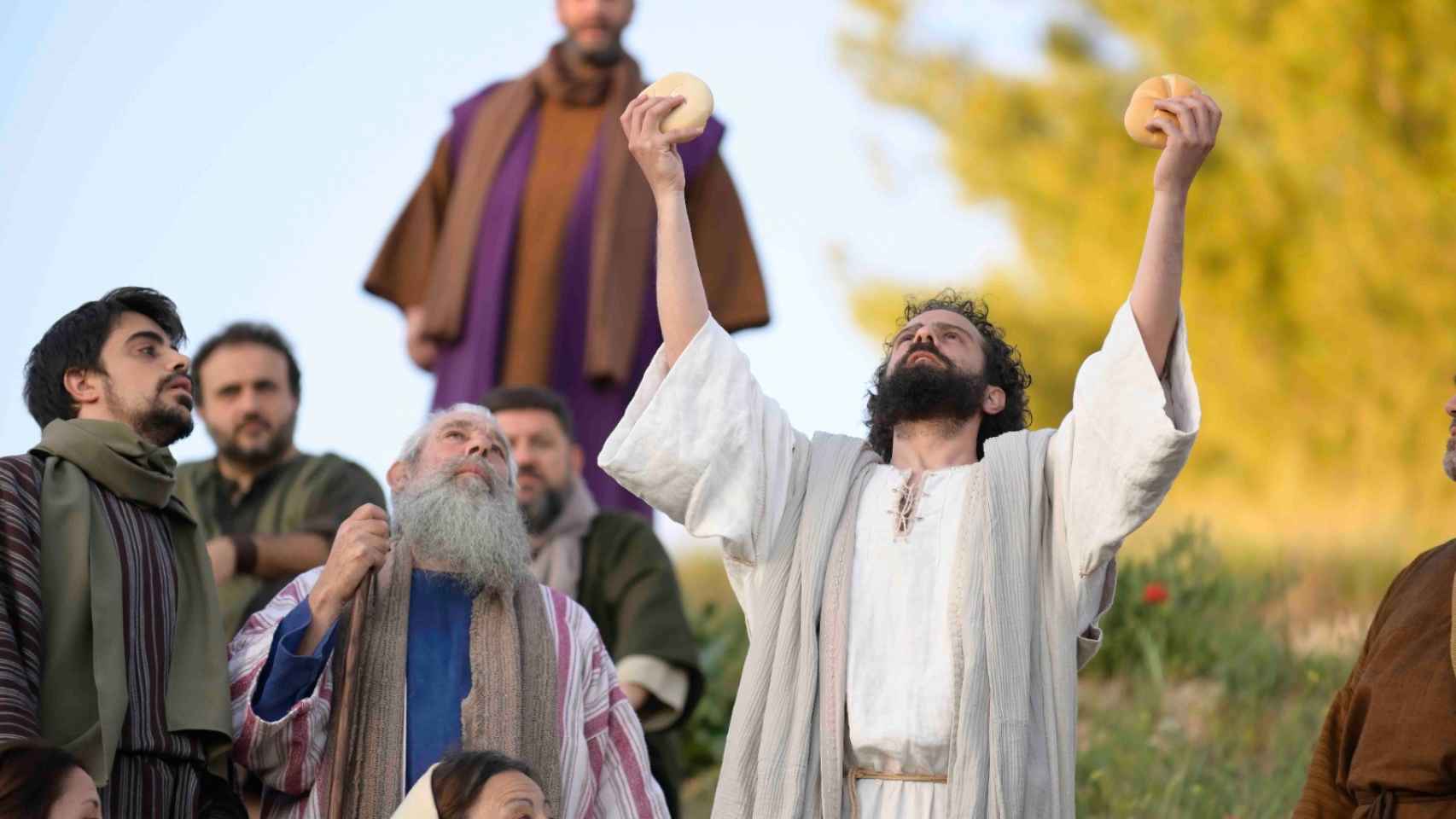 Recreación de Jesús en el huerto de los Olivos.
