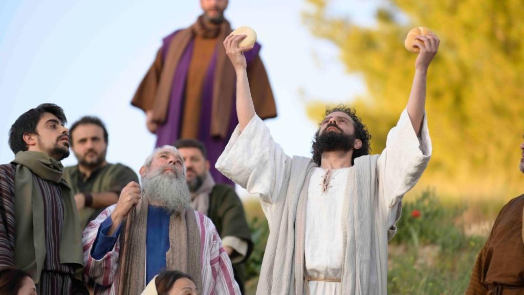 Recreación de Jesús en el huerto de los Olivos.