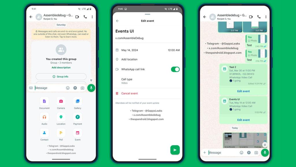 Imagen de los eventos programados en WhatsApp