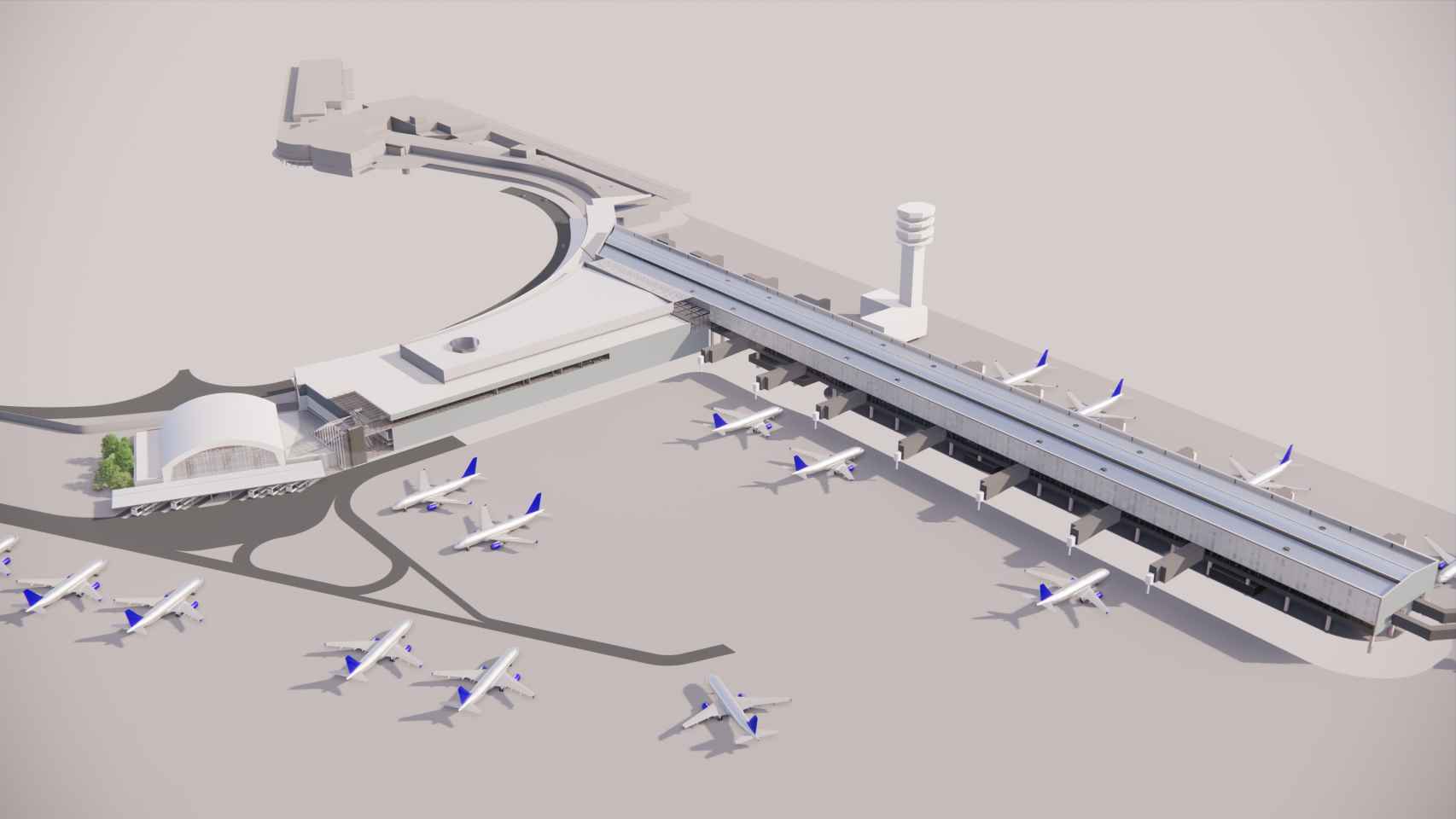 Recreación de la ampliación del aeropuerto de Congonhas de São Paulo.