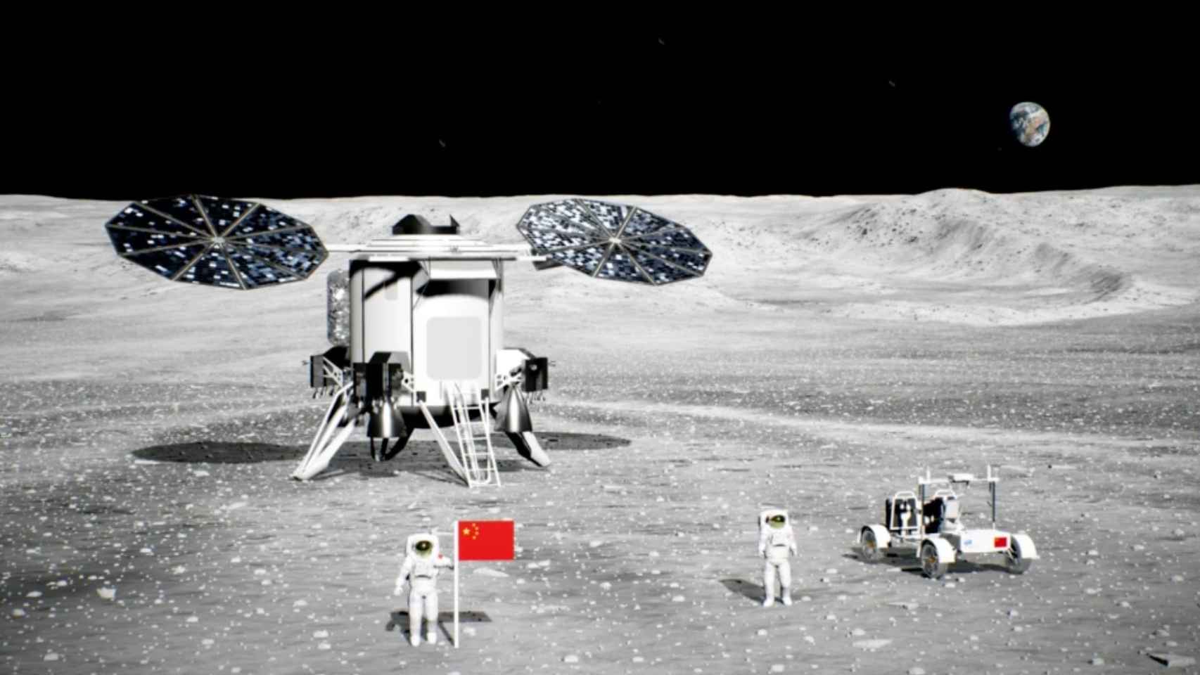 Ilustración sobre la misión de China en la Luna