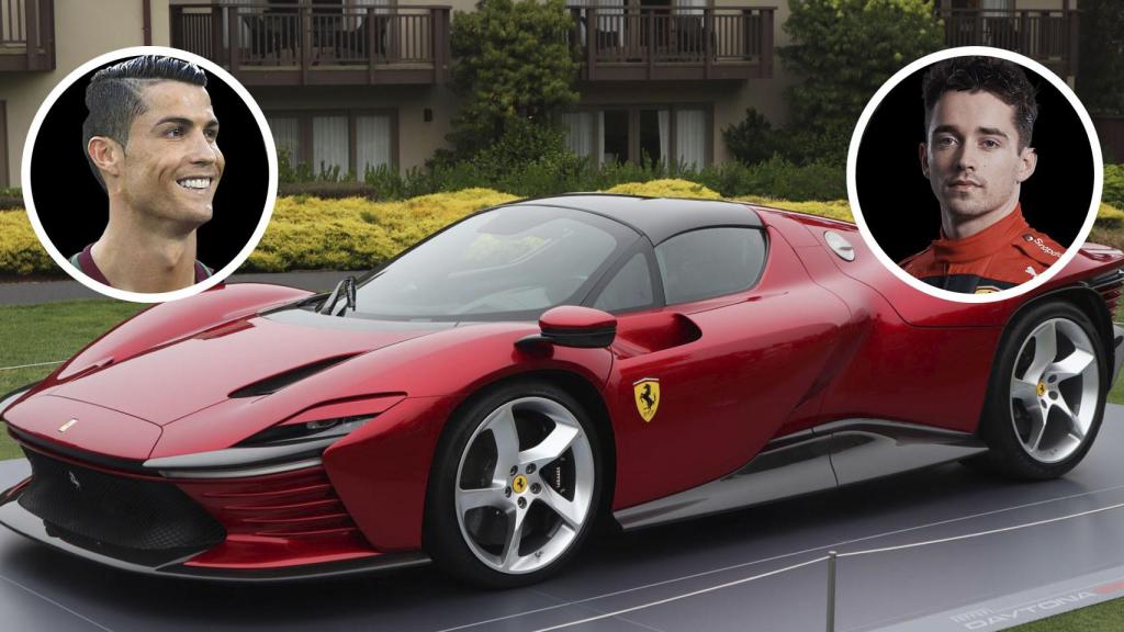 Cristiano Ronaldo, Charles Leclerc y el Ferrari Daytona SP3