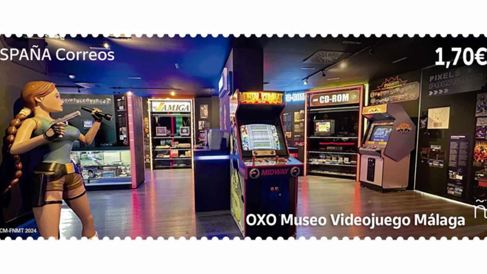 Imagen de sello dedicado a OXO, el Museo del Videojuego de Málaga.